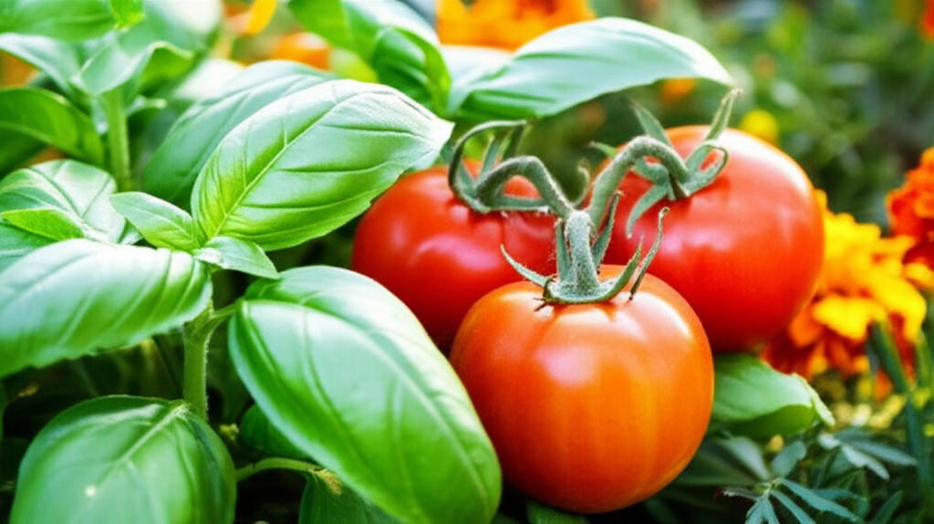 Generate a high-quality, relevant image prompt for an article about: Basil Companion Plants: Stunnin