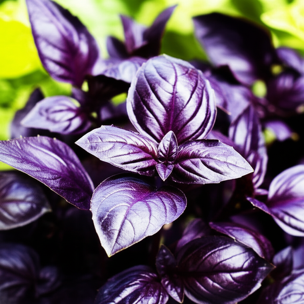 Generate a high-quality, relevant image prompt for an article about: Purple Basil Plant: Stunning &