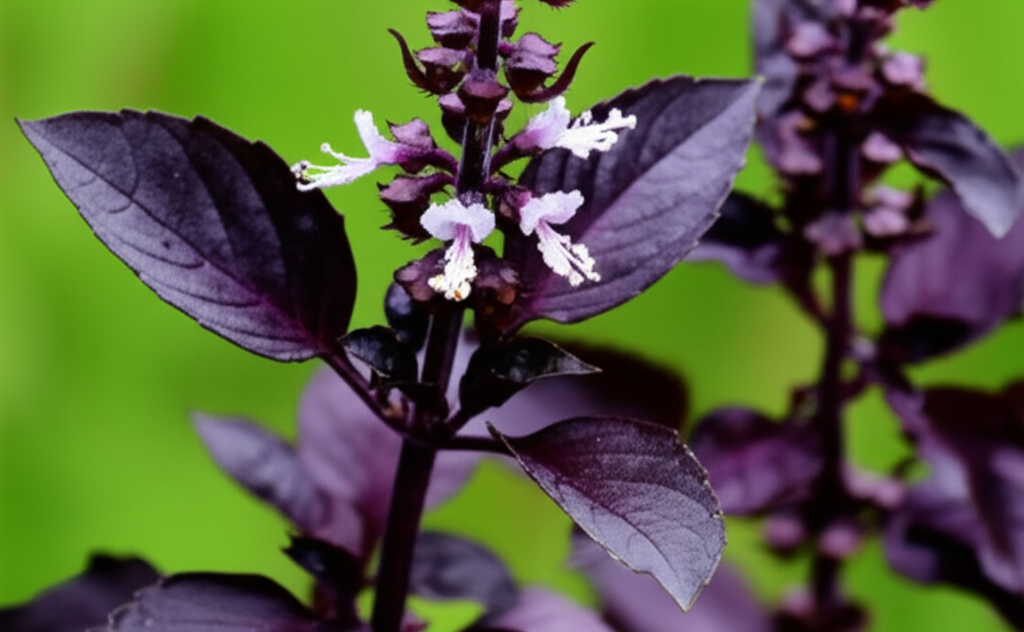 Generate a high-quality, relevant image prompt for an article about: African Blue Basil: Stunning &