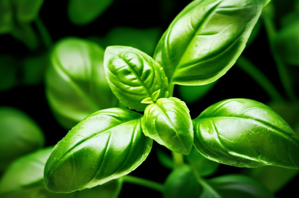 Generate a high-quality, relevant image prompt for an article about: Basil Plant Health Benefits: St