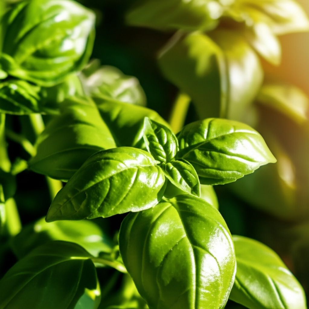 Generate a high-quality, relevant image prompt for an article about: Basil Plant Sun Needs: Stunning