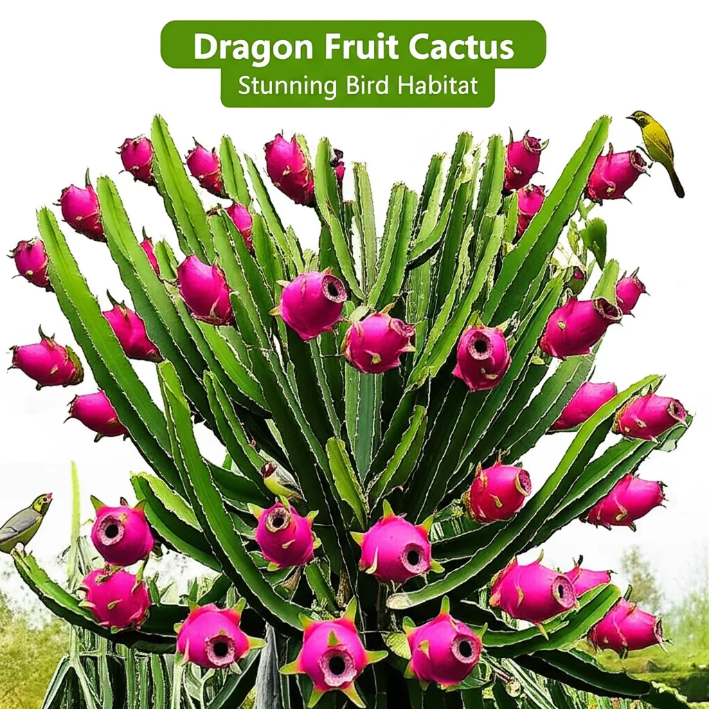 Dragon Fruit Cactus: Stunning Bird Habitat. Dragon Fruit Cactus for Creating a Habitat for Birds.