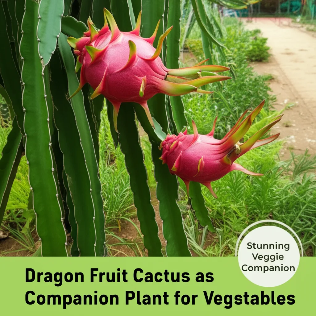Dragon Fruit Cactus: Stunning Veggie Companion. Dragon Fruit Cactus as a Companion Plant for Vegetab