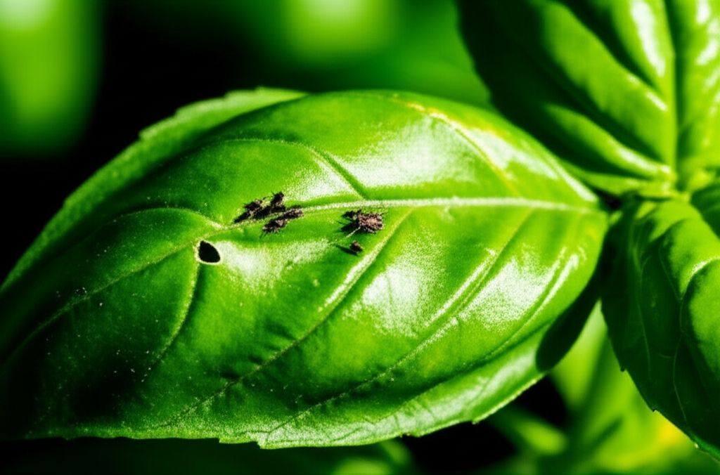 Generate a high-quality, relevant image prompt for an article about: Basil Pests: Identify & Stop In