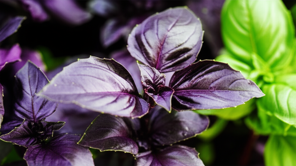 Generate a high-quality, relevant image prompt for an article about: Purple Basil Plants: Stunning &
