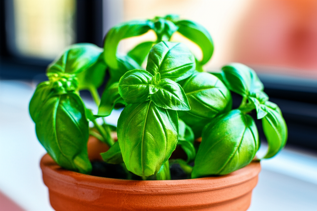Generate a high-quality, relevant image prompt for an article about: Basil Plant in Hindi: Effortles