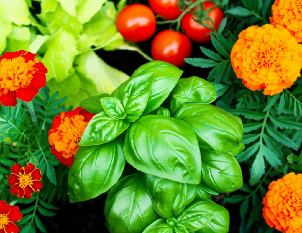 Generate a high-quality, relevant image prompt for an article about: Basil Companion Plants: Stunnin