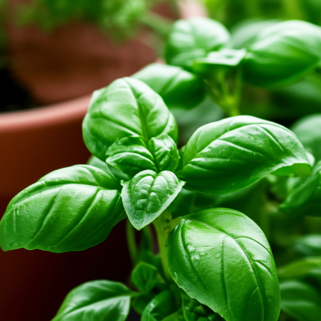 Generate a high-quality, relevant image prompt for an article about: Lowes Basil Plant: Stunning & A