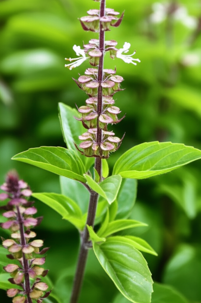 Generate a high-quality, relevant image prompt for an article about: Basil Flowering: **Why** & **Ef