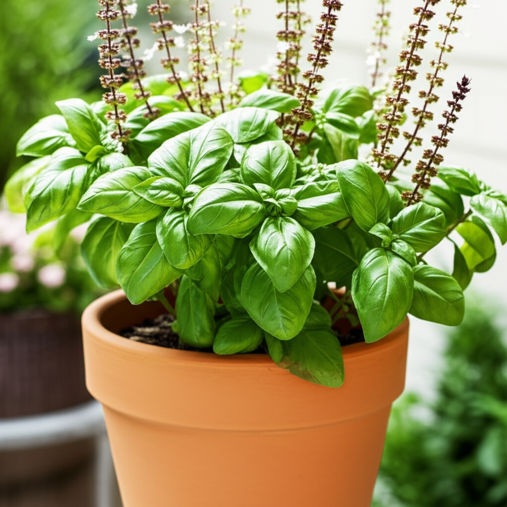 Generate a high-quality, relevant image prompt for an article about: Basil Plants Perennial: Stunnin