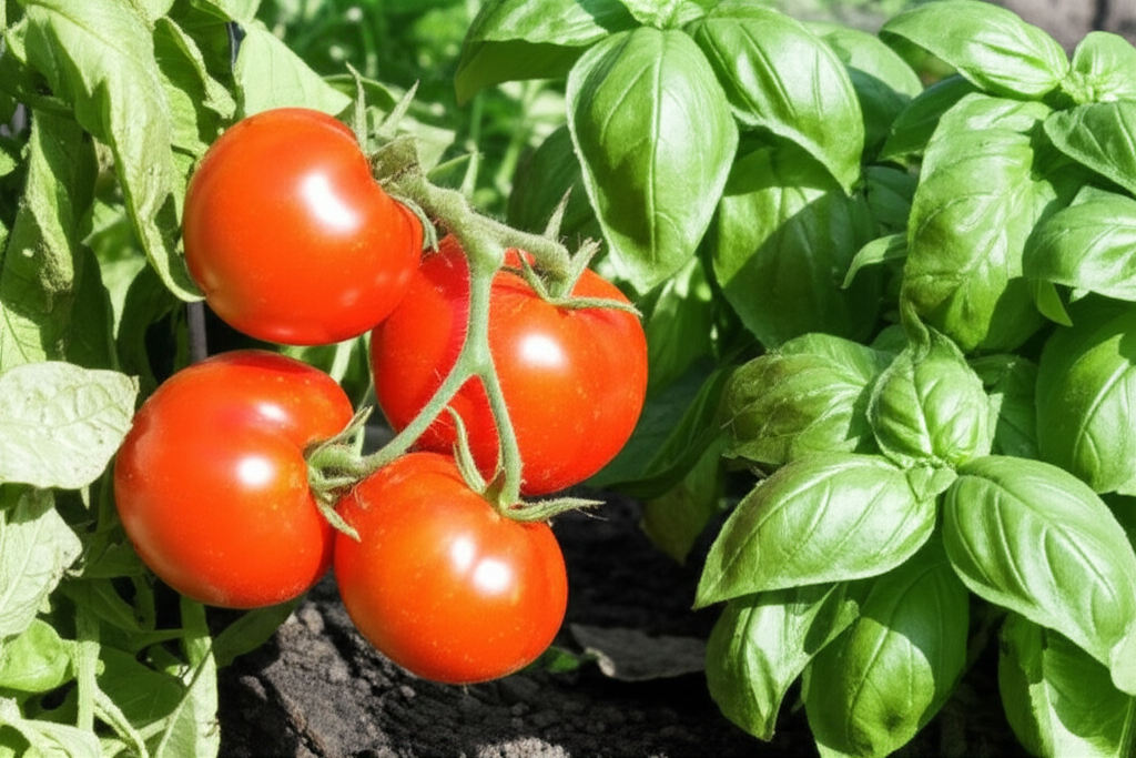 Generate a high-quality, relevant image prompt for an article about: Basil Companion Planting: Stunn
