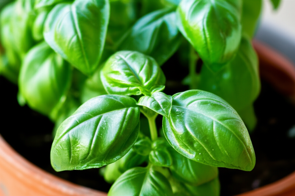 Generate a high-quality, relevant image prompt for an article about: Outdoor Basil Plant Care: Effor