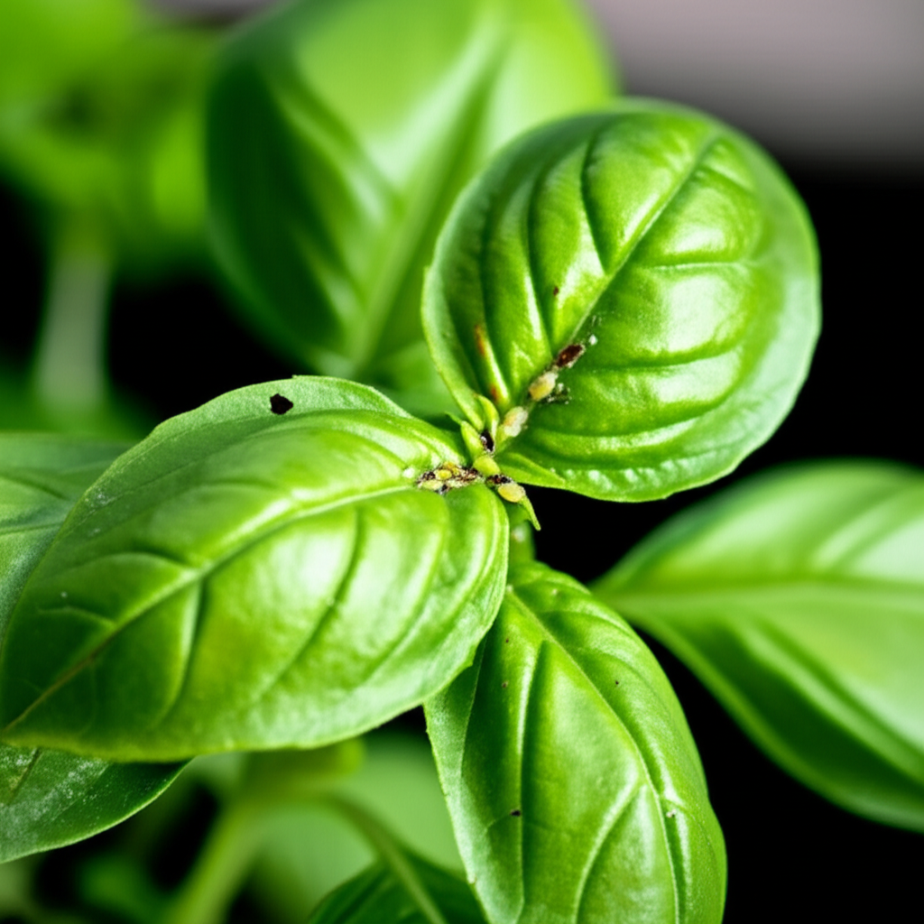 Generate a high-quality, relevant image prompt for an article about: Bugs in Basil: Stunning Pest Co
