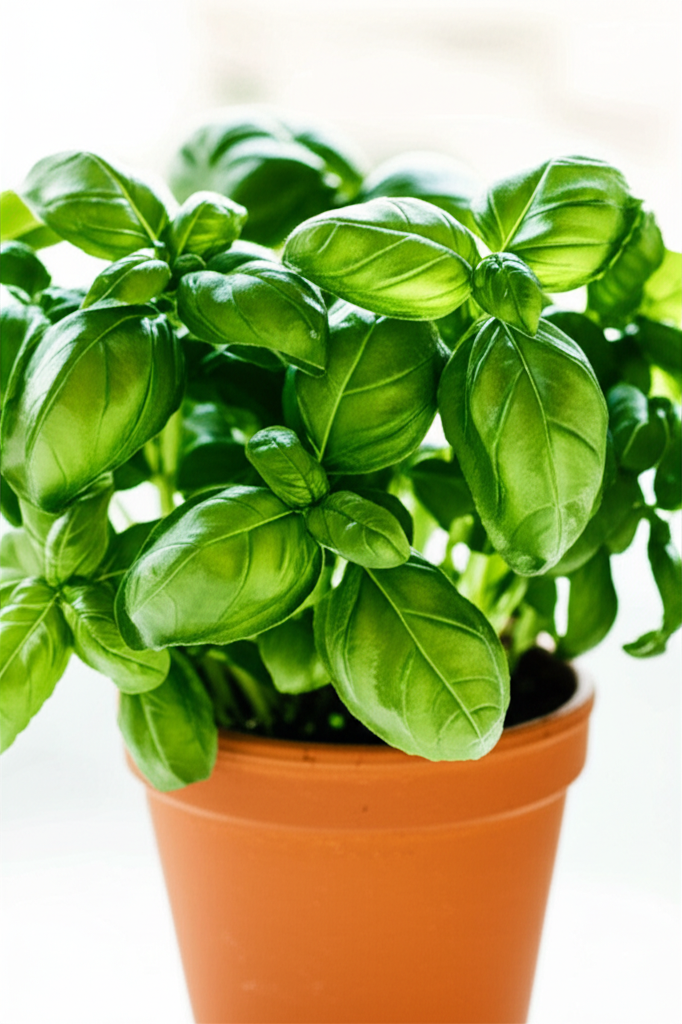 Generate a high-quality, relevant image prompt for an article about: Healthy Basil Plant: Stunning &