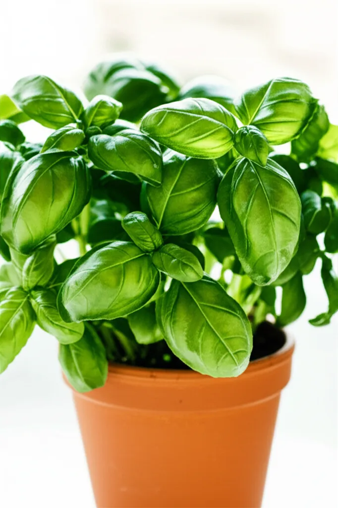 Generate a high-quality, relevant image prompt for an article about: Healthy Basil Plant: Stunning &