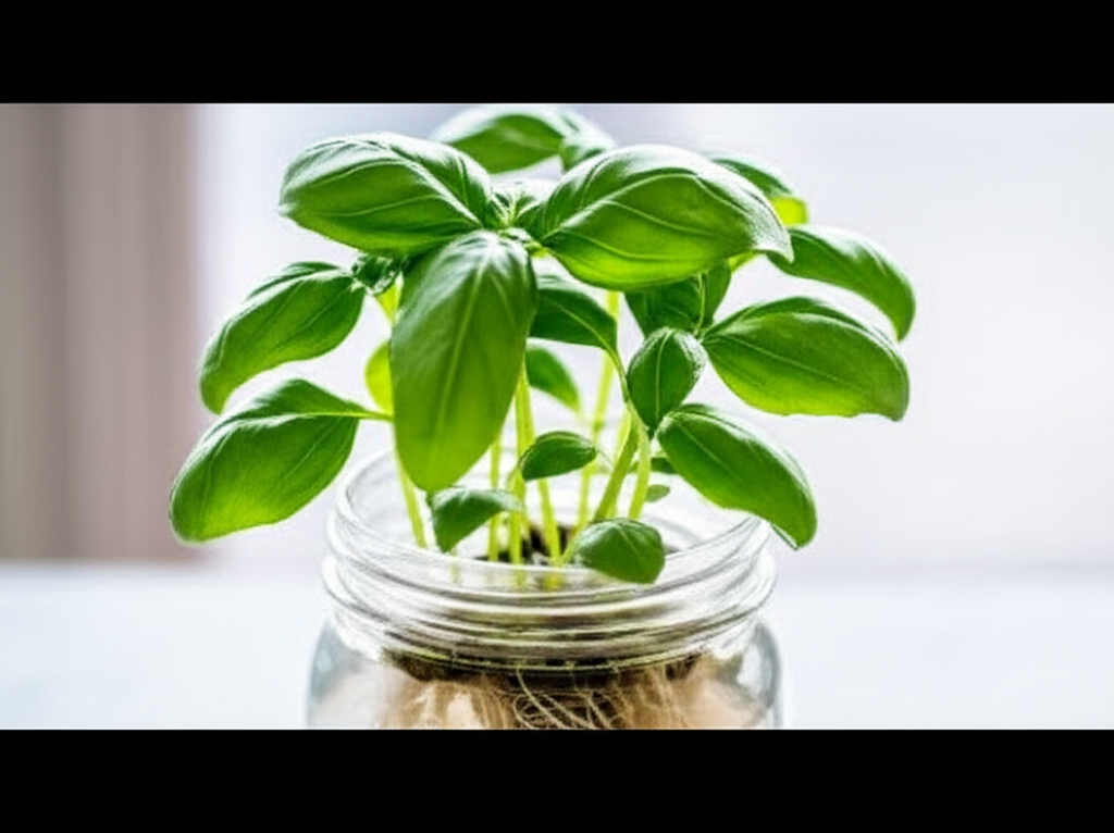 Generate a high-quality, relevant image prompt for an article about: Water Basil Plant: Effortless G