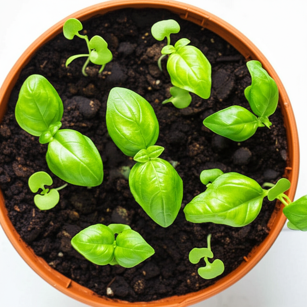 Generate a high-quality, relevant image prompt for an article about: Replant Basil: Effortless Guide