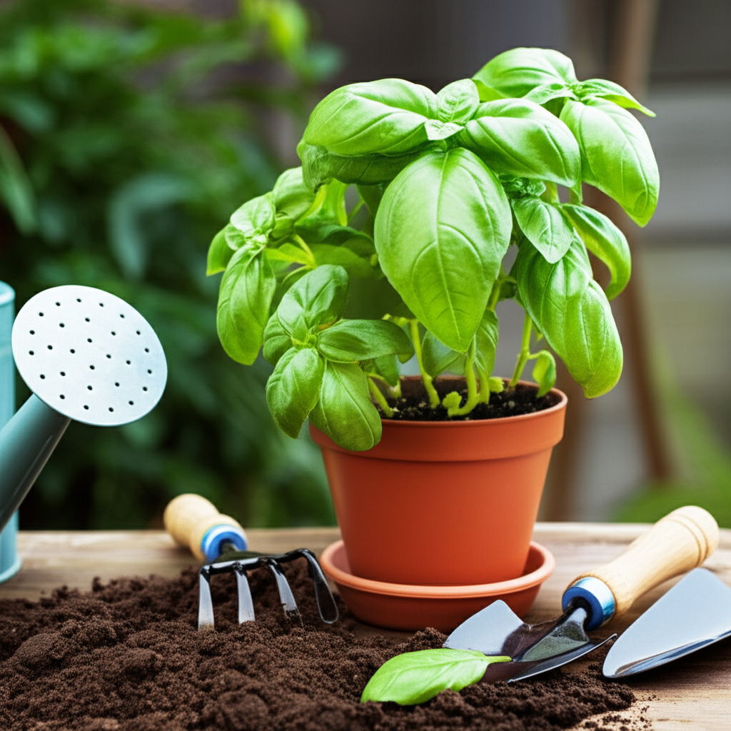 Generate a high-quality, relevant image prompt for an article about: Revive Basil: Stunning & Effort