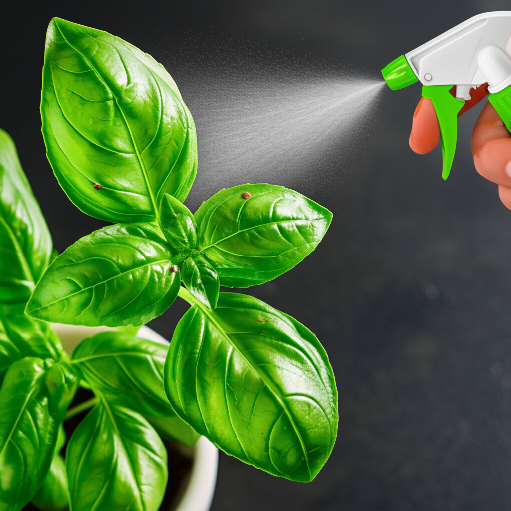 Generate a high-quality, relevant image prompt for an article about: Bugs in Basil: Effortless Pest