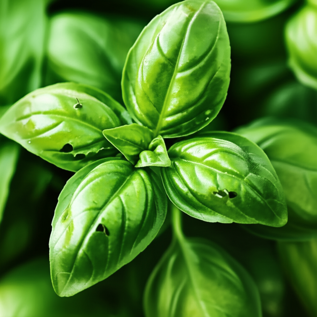 Generate a high-quality, relevant image prompt for an article about: Holes in Basil Leaves: Effortle