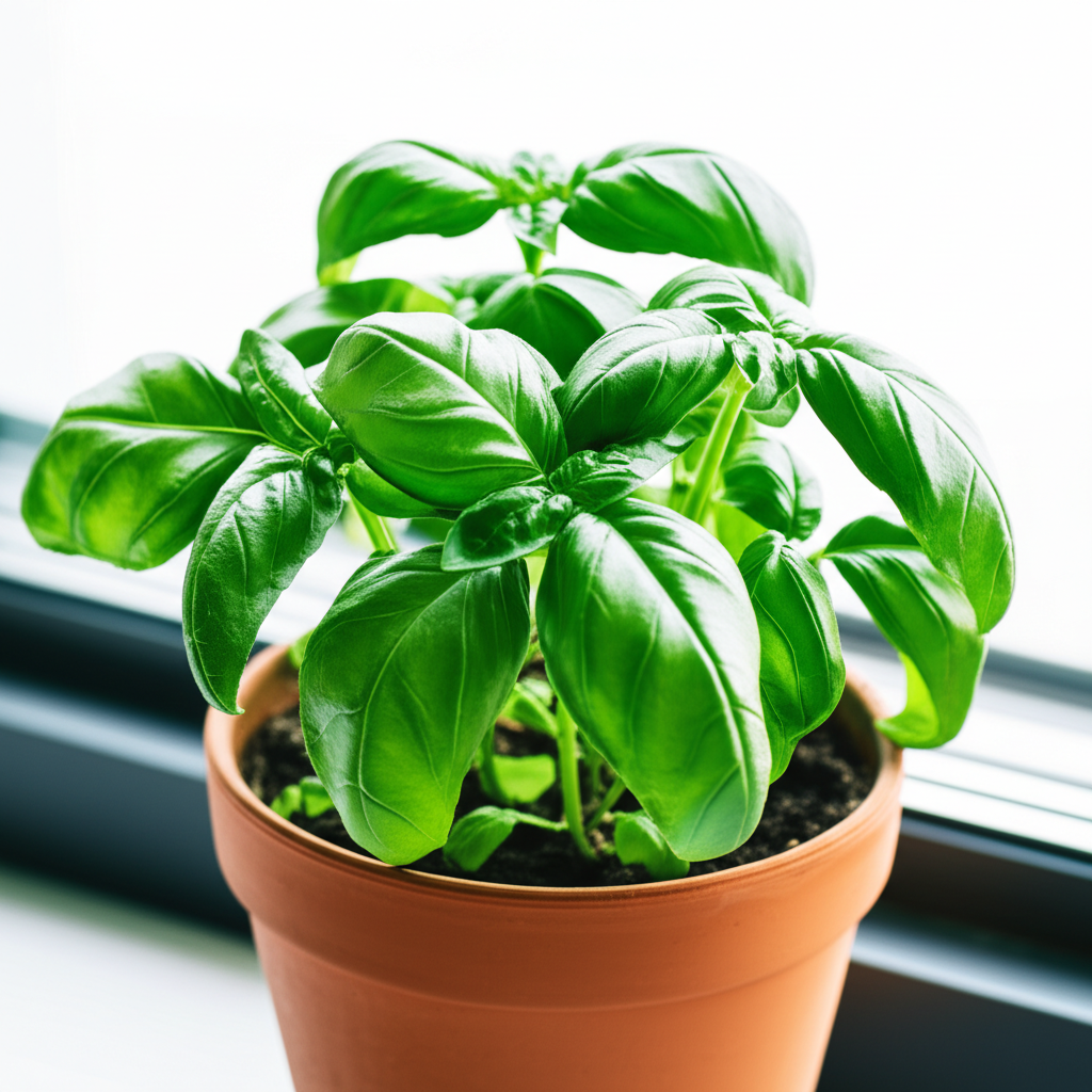 Generate a high-quality, relevant image prompt for an article about: Basil Plant Care: Effortless Gr