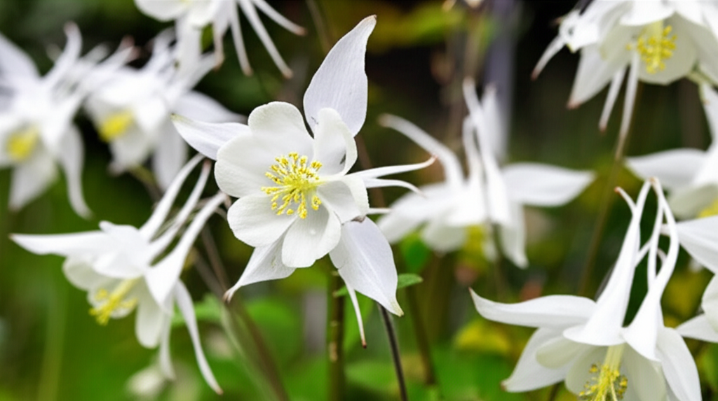 Generate a high-quality, relevant image prompt for an article about: Stunning White Alpine Columbine
