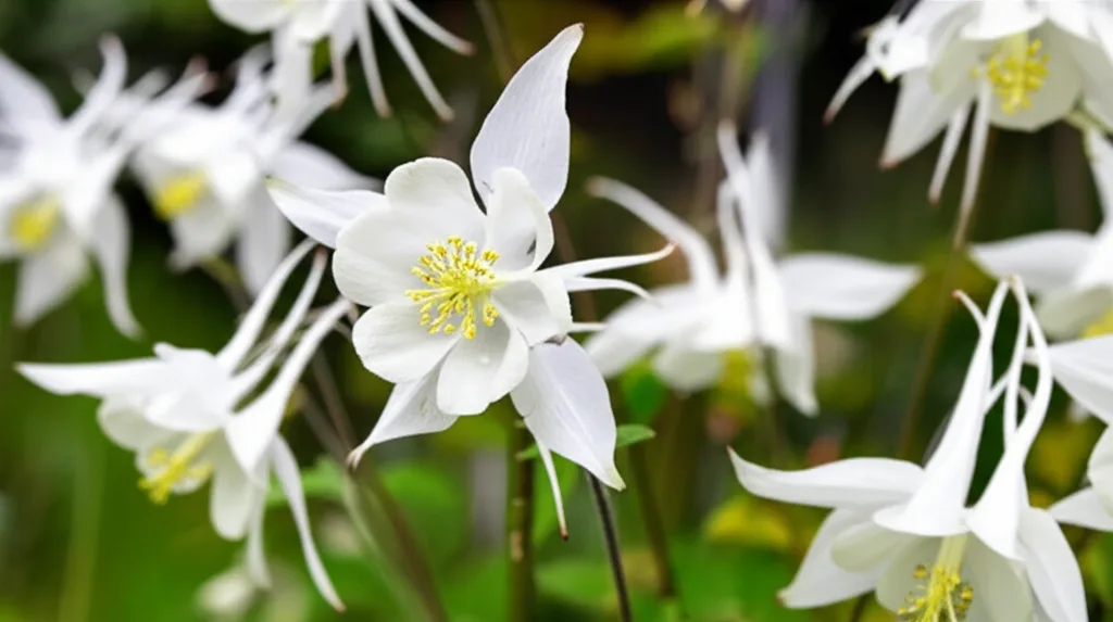 Generate a high-quality, relevant image prompt for an article about: Stunning White Alpine Columbine