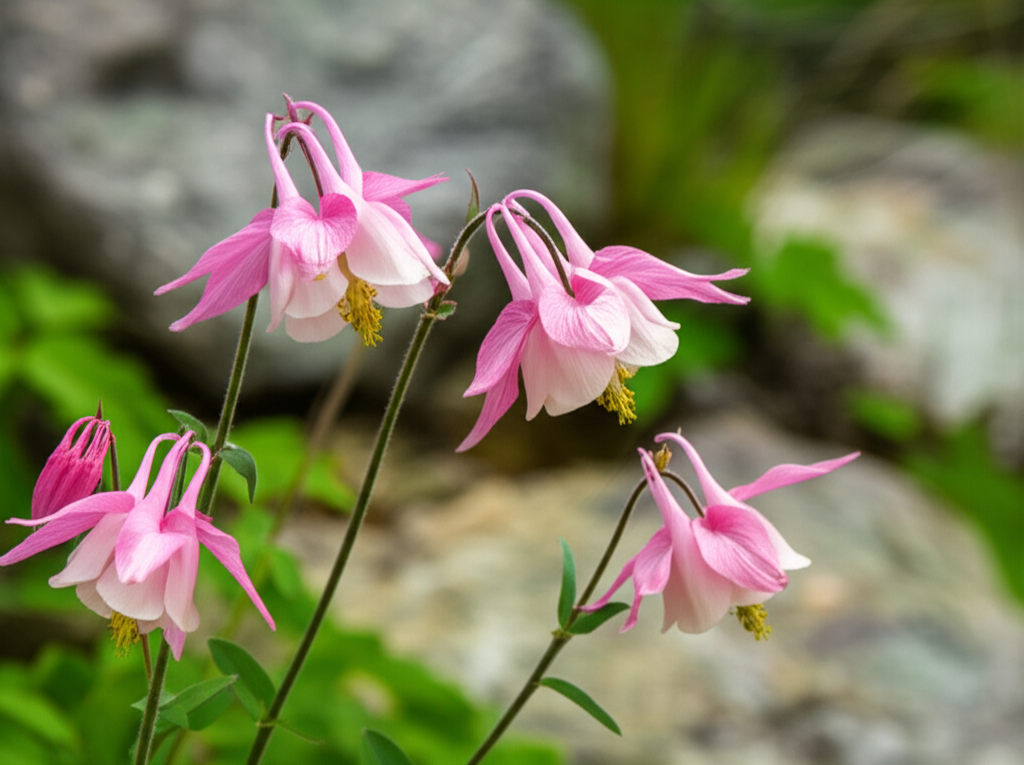 Generate a high-quality, relevant image prompt for an article about: Stunning Pink Alpine Columbine