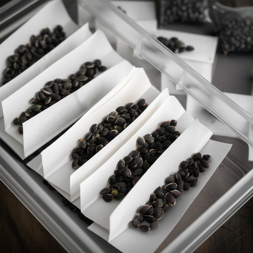 Generate a high-quality, relevant image prompt for an article about: Storing Alpine Columbine Seeds: