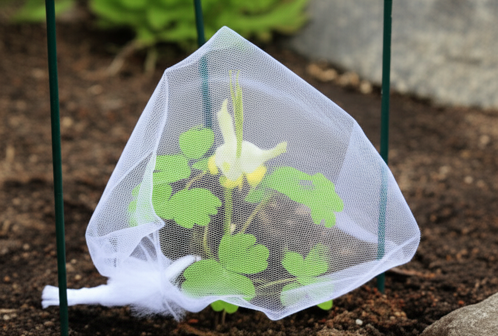 Generate a high-quality, relevant image prompt for an article about: Alpine Columbine Seedling Insec