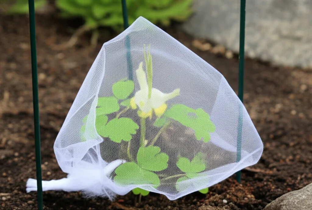 Generate a high-quality, relevant image prompt for an article about: Alpine Columbine Seedling Insec