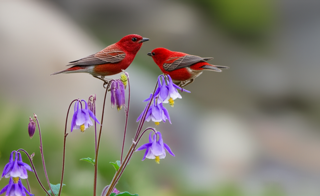 Generate a high-quality, relevant image prompt for an article about: Alpine Columbine Birds: Stunnin