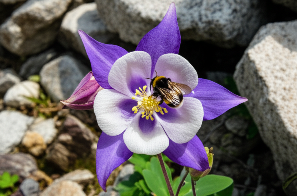 Generate a high-quality, relevant image prompt for an article about: Alpine Columbine: Support Endan
