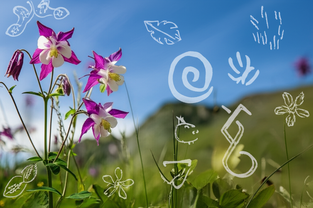Generate a high-quality, relevant image prompt for an article about: Alpine Columbine Folklore: Stun