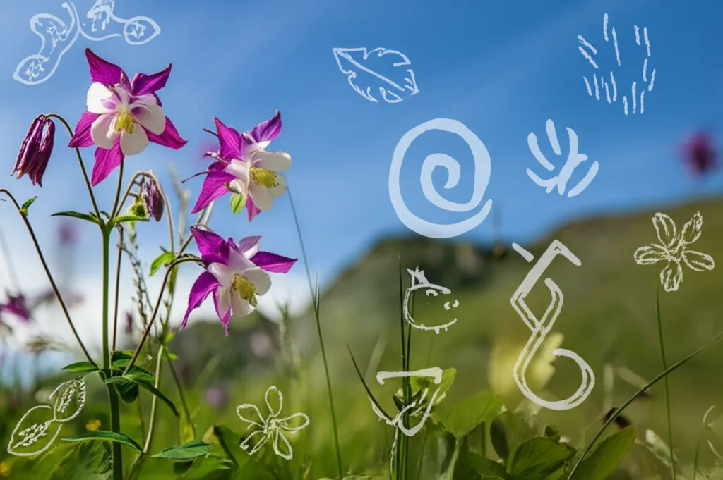 Generate a high-quality, relevant image prompt for an article about: Alpine Columbine Folklore: Stun