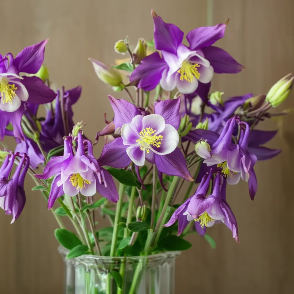 Generate a high-quality, relevant image prompt for an article about: Alpine Columbine Vase Life: Stu
