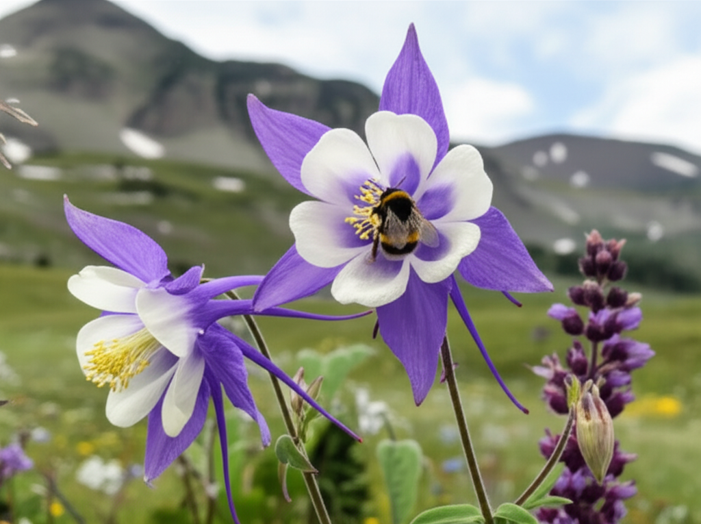 Generate a high-quality, relevant image prompt for an article about: Alpine Columbine Cross-Pollinat