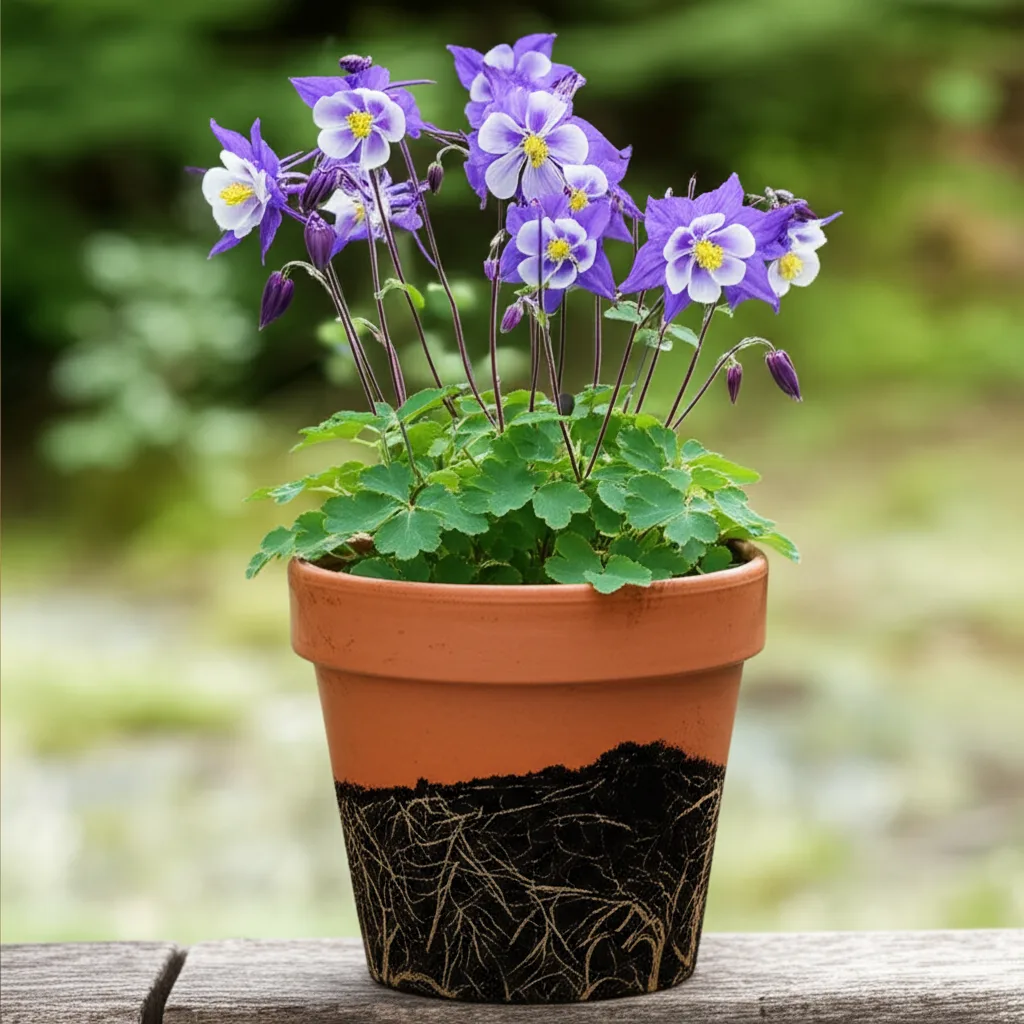 Generate a high-quality, relevant image prompt for an article about: Alpine Columbine Pot Survival: