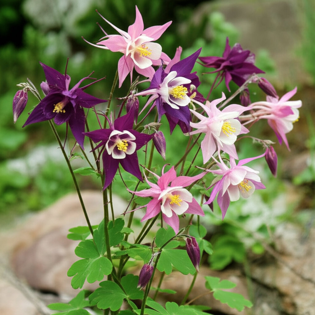 Generate a high-quality, relevant image prompt for an article about: Alpine Columbine Bloom Color Tr