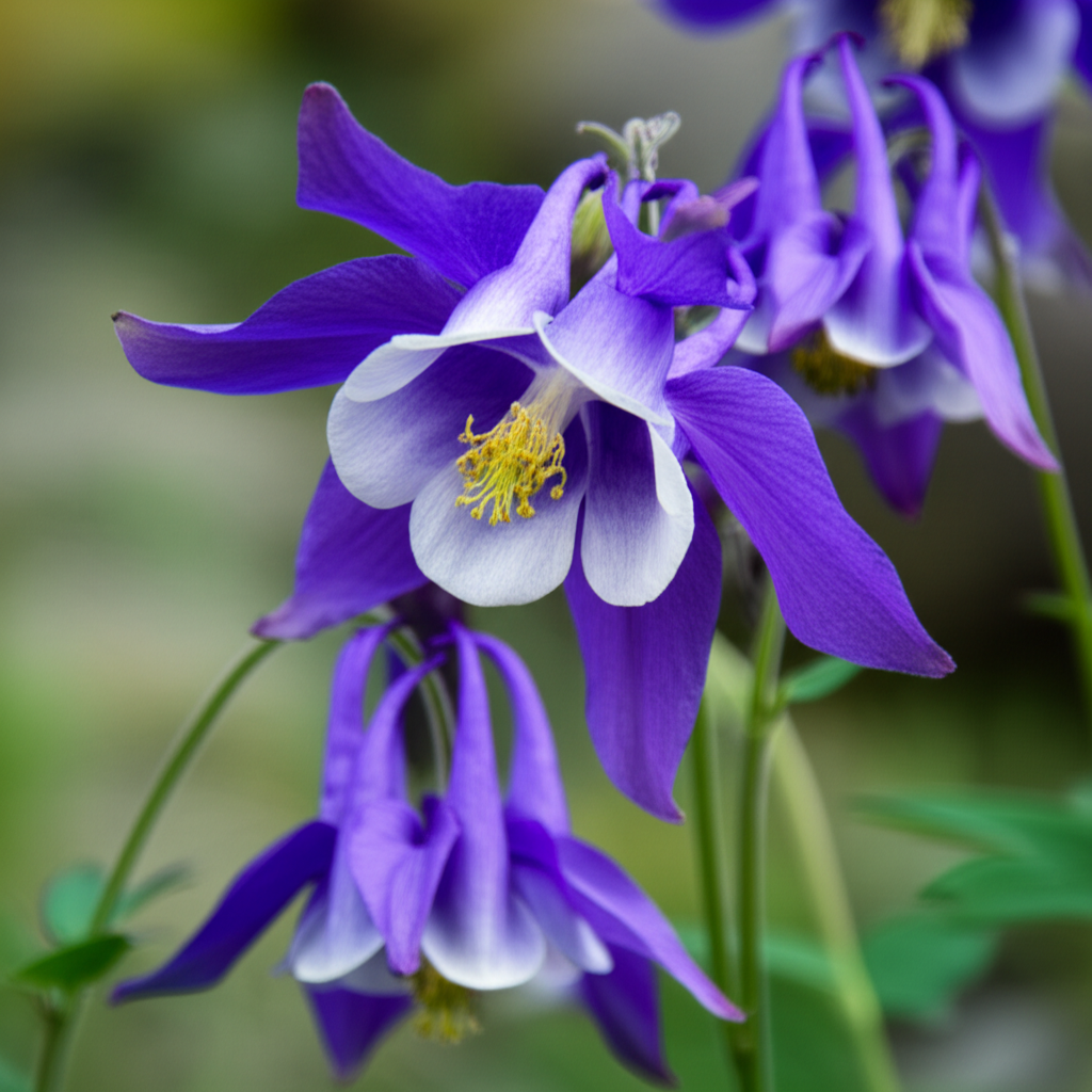 Generate a high-quality, relevant image prompt for an article about: Alpine Columbine Bloom Color: S