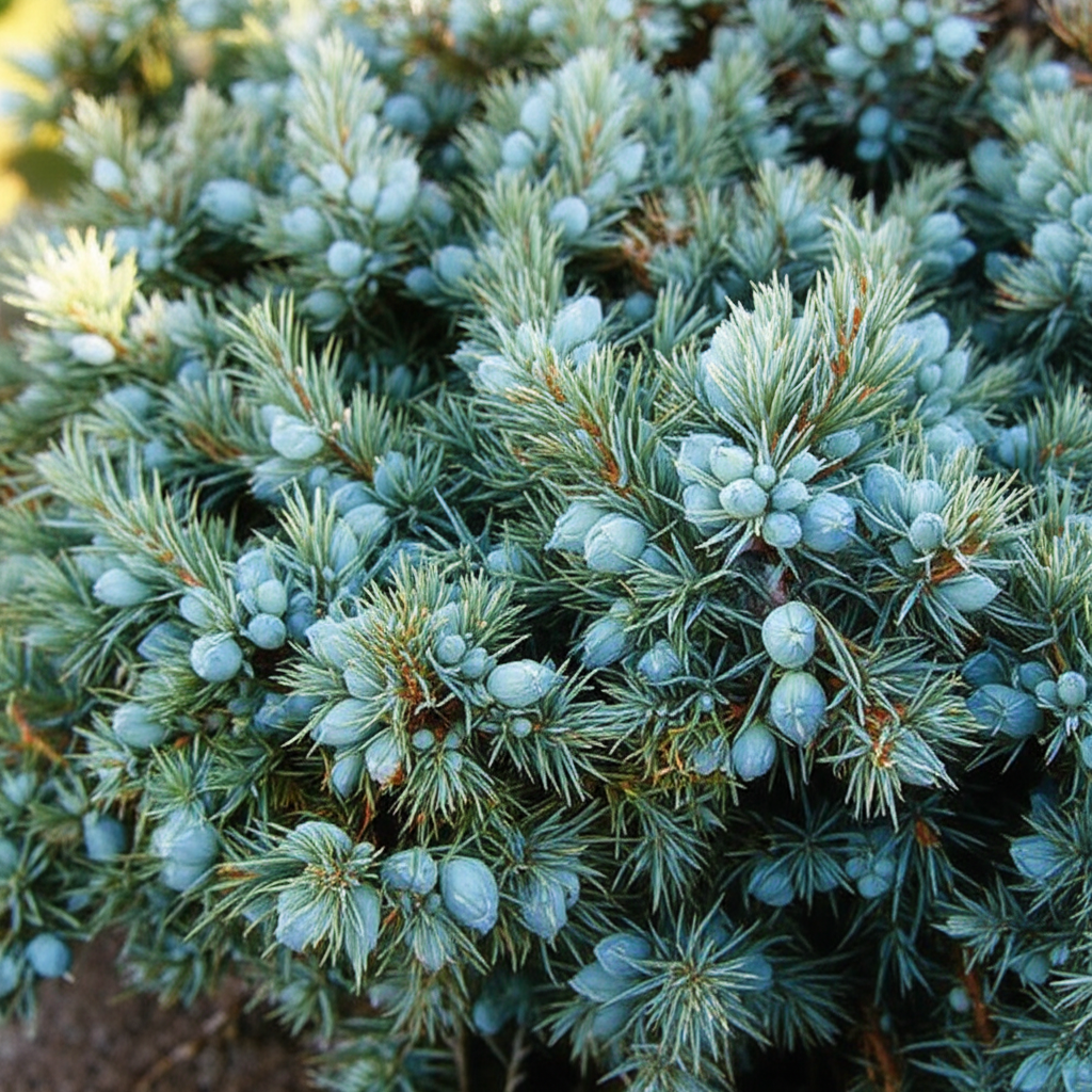 Generate a high-quality, relevant image prompt for an article about: Blue Star Juniper: Stunning Eve