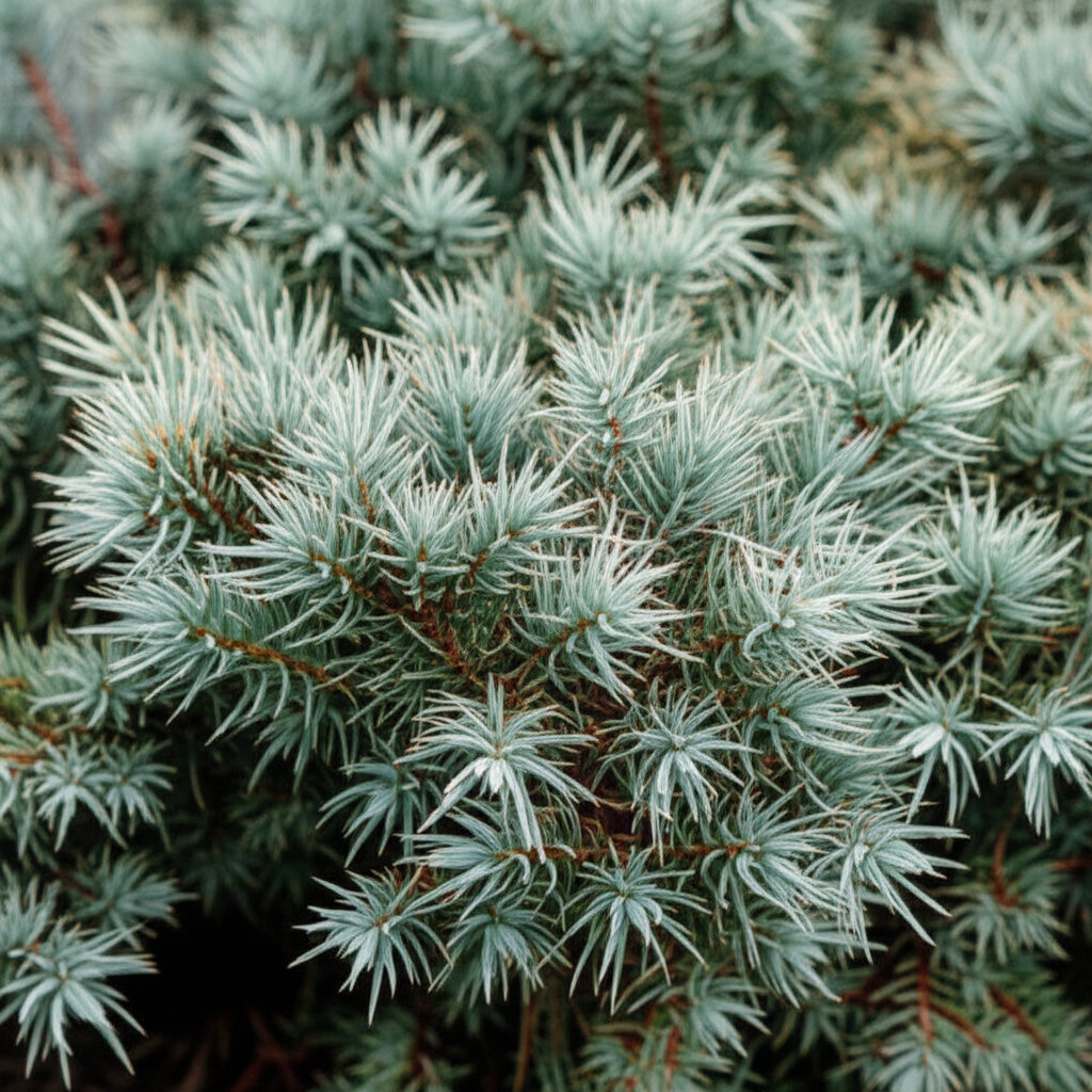 Generate a high-quality, relevant image prompt for an article about: Blue Star Juniper Mature Size:
