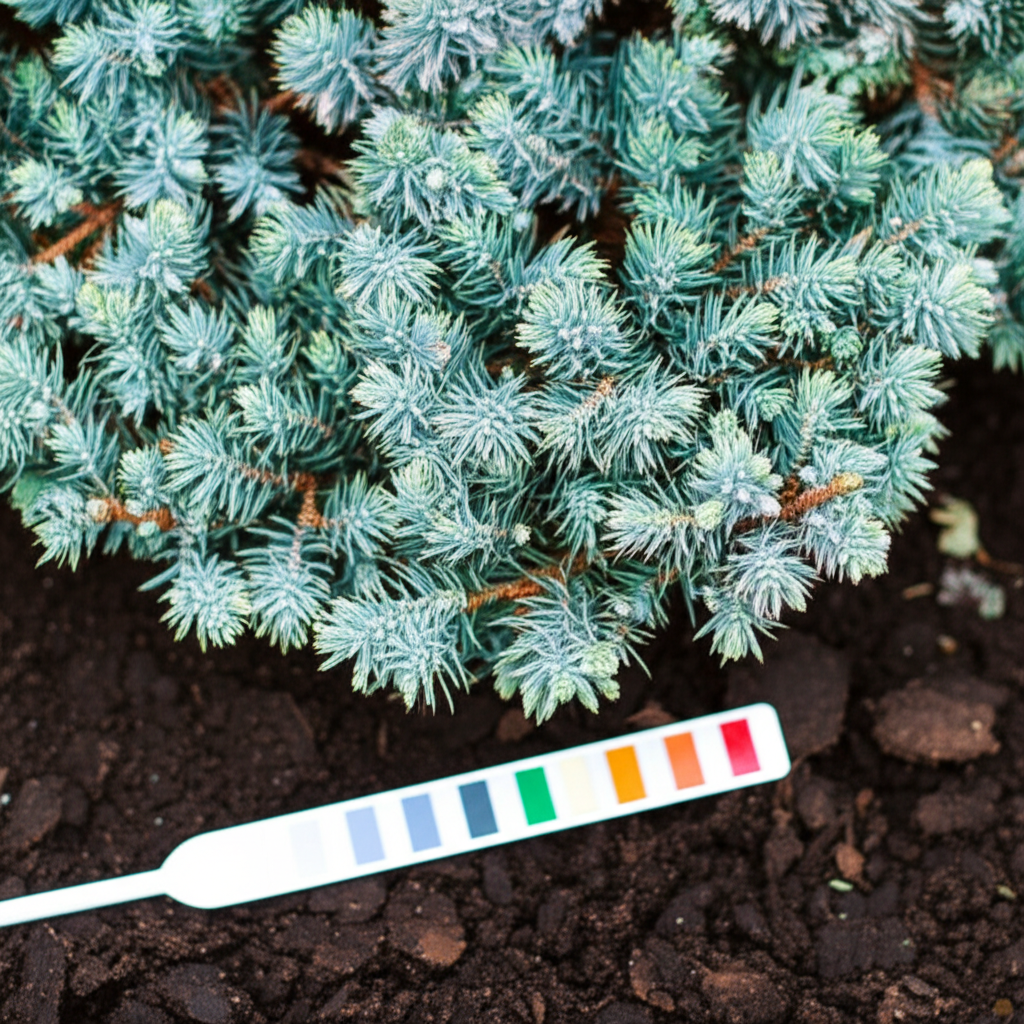 Generate a high-quality, relevant image prompt for an article about: Blue Star Juniper Soil pH: Best