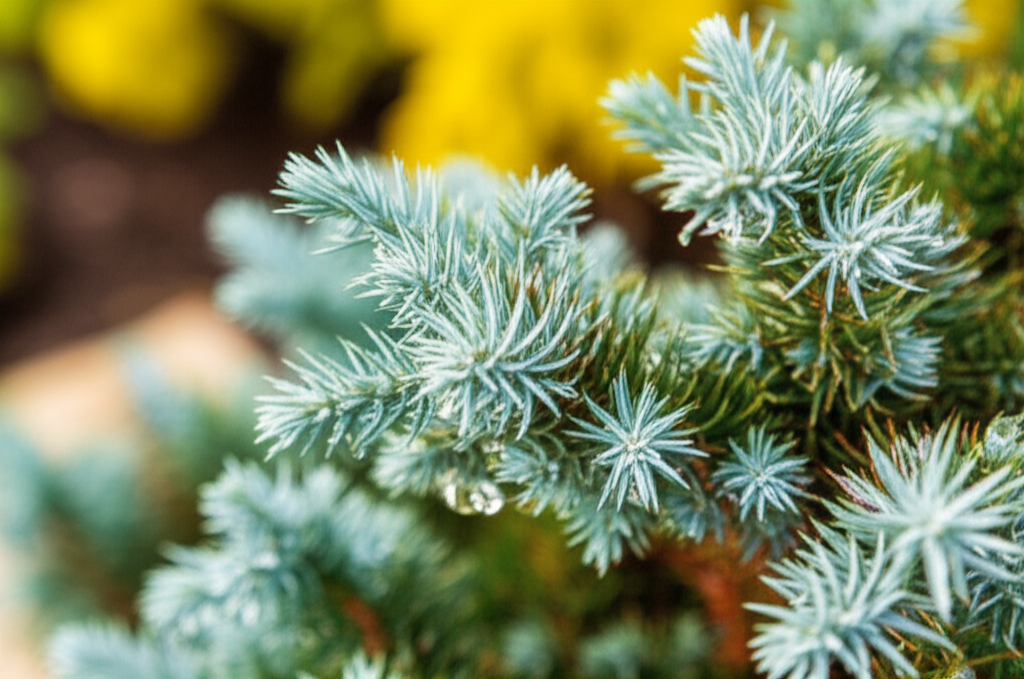 Generate a high-quality, relevant image prompt for an article about: Blue Star Juniper Watering: Sum