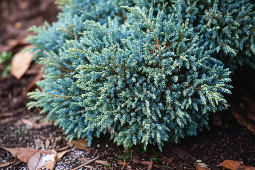 Generate a high-quality, relevant image prompt for an article about: Blue Star Juniper: Organic Feed