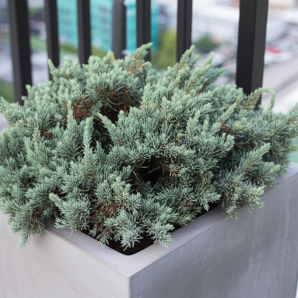 Generate a high-quality, relevant image prompt for an article about: Blue Star Juniper: Stunning Urb