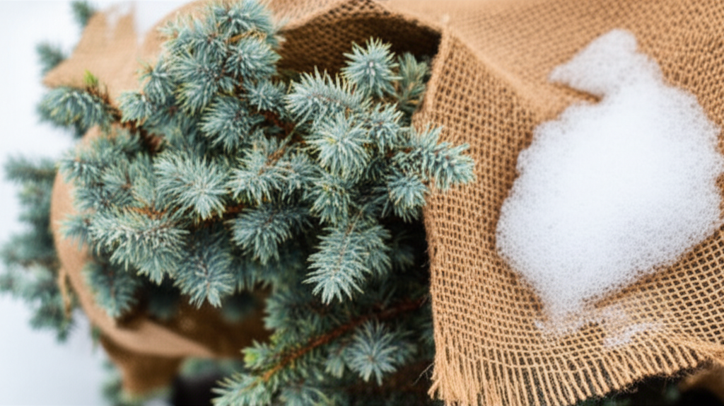 Generate a high-quality, relevant image prompt for an article about: Blue Star Juniper Winter Protec
