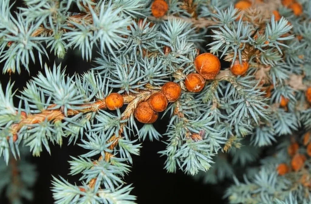 Generate a high-quality, relevant image prompt for an article about: Blue Star Juniper Rust: Stunnin