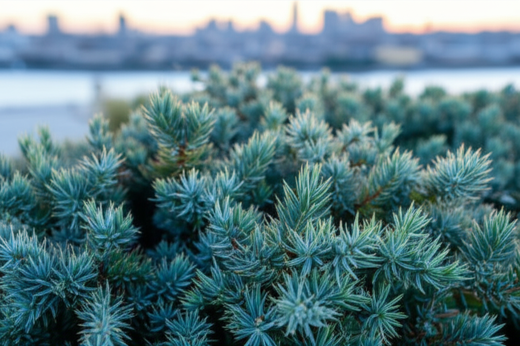 Generate a high-quality, relevant image prompt for an article about: Blue Star Juniper: Stunning Air