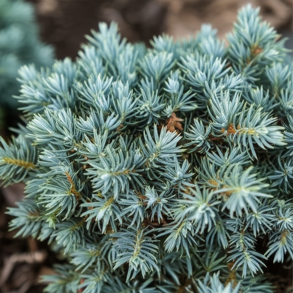 Generate a high-quality, relevant image prompt for an article about: Blue Star Juniper Dwarf: Stunni